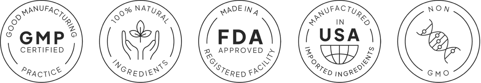 GMP Certified, 100% Natural, FDA Approved Facility, Made in USA, Non-GMO